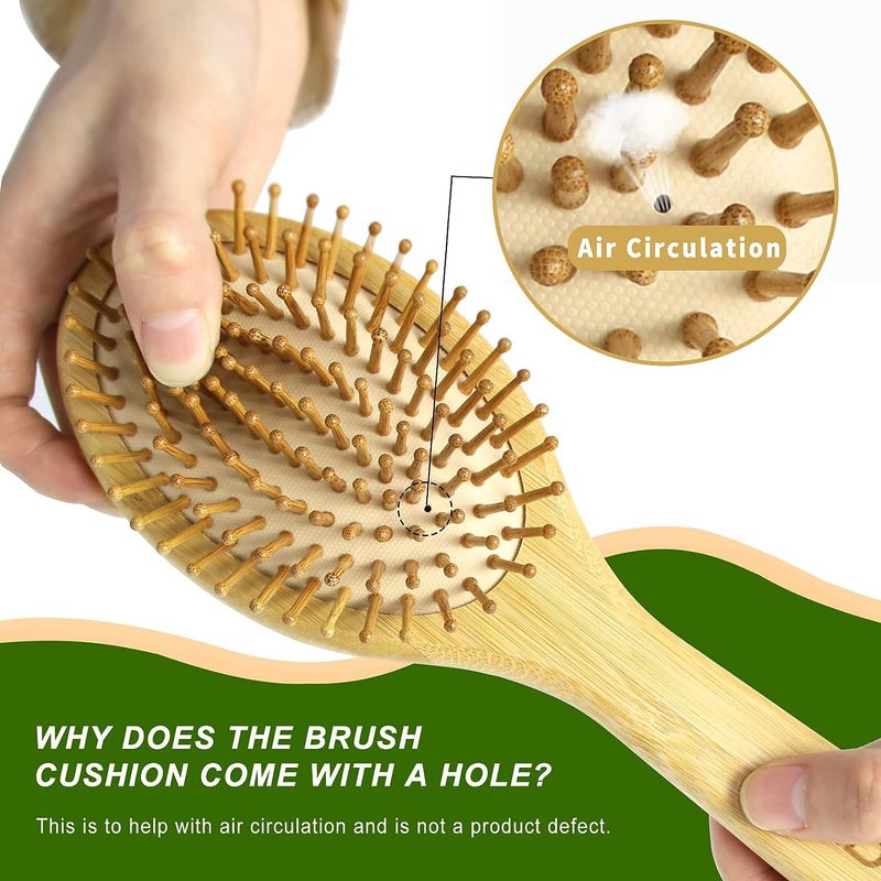 MRD Hair Brush Set, Natural Bamboo Comb Paddle Detangling Hairbrush, Wide-tooth and tail comb No Bristle, suit for Women Men and Kids Thick/Thin/Curly/Dry Hair Gift kit - Image 2