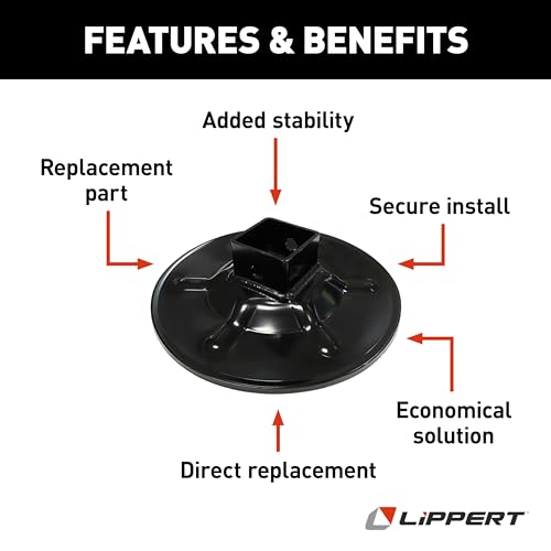 Lippert Components Lippert Hall Effect Ground Control 3.0 Rear Jack Footpad, 9" Diameter, Fits 2" I.D. Tube, Strong Black Powder-Coated Steel Construction, Easy Installation - 362486 - Image 3