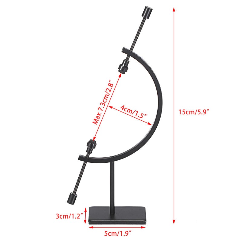 JUXYES Black Metal Sphere Holder Caliper Stand, Hold Max to 2-7/8, Black Caliper Style Display Stand for Mineral, Ornament, Gem, Shell, Coin, etc - Image 2