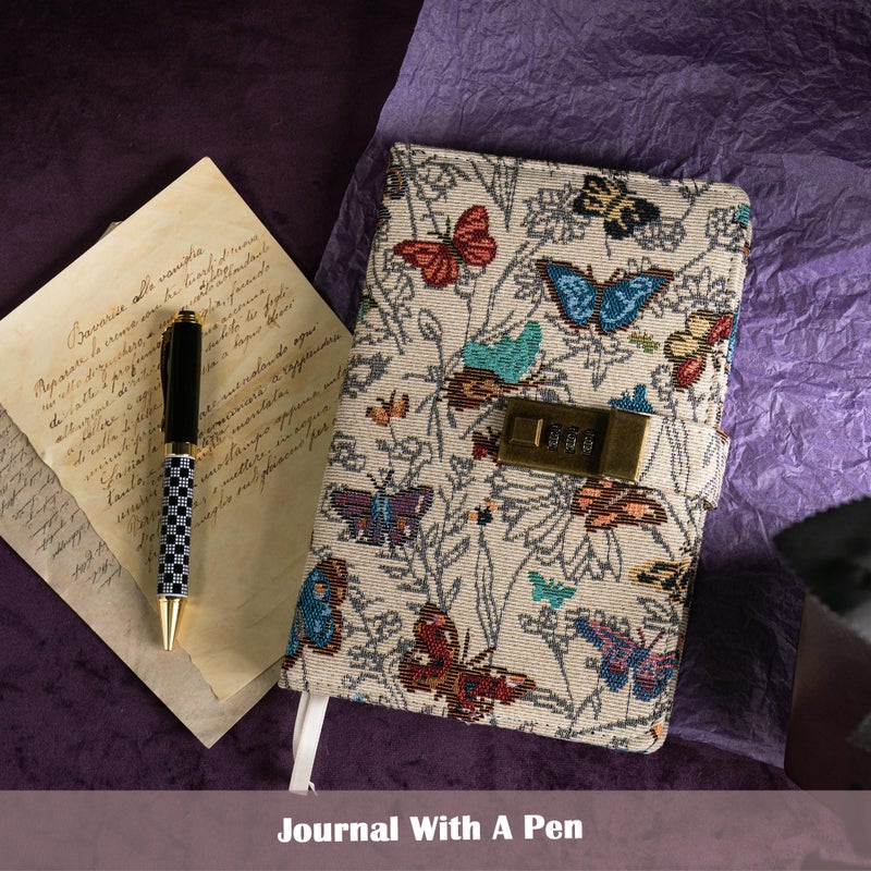 TIEFOSSI Embroidered Diary with Lock, Lined Lock journal for Women Men, Aesthetic Journal with Pen, Hardcover Journal for Journaling Writing Planning, 100 GSM Thick Paper, 224 Numbered Pages - Image 4