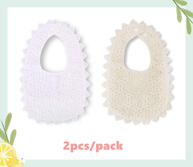 GZMM Baby Bib For Girls,Soft Lace Baby Drool Bib 0-12 months 2 Pack - Image 5