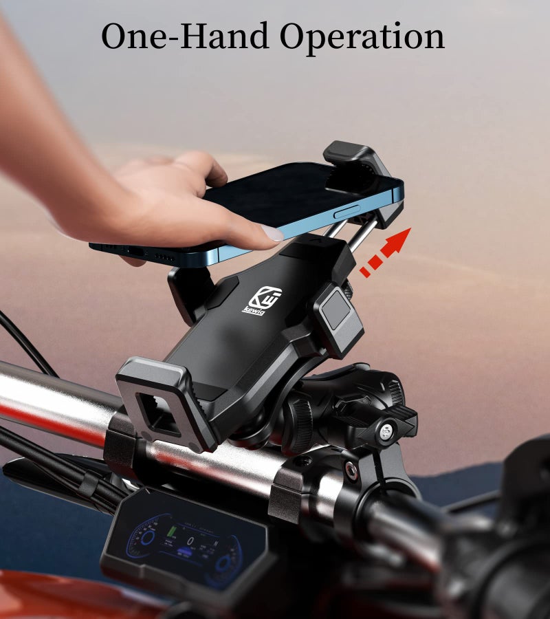 Kewig Motorcycle Phone Mount- [Vibration Dampener] [High-Speed Secure Lock] Motorcycle Cell Phone Holder, Bike Phone Handlebar Mount for iPhone 16/15/14 Pro Max, 4.7-7.2" Smartphone - Image 2