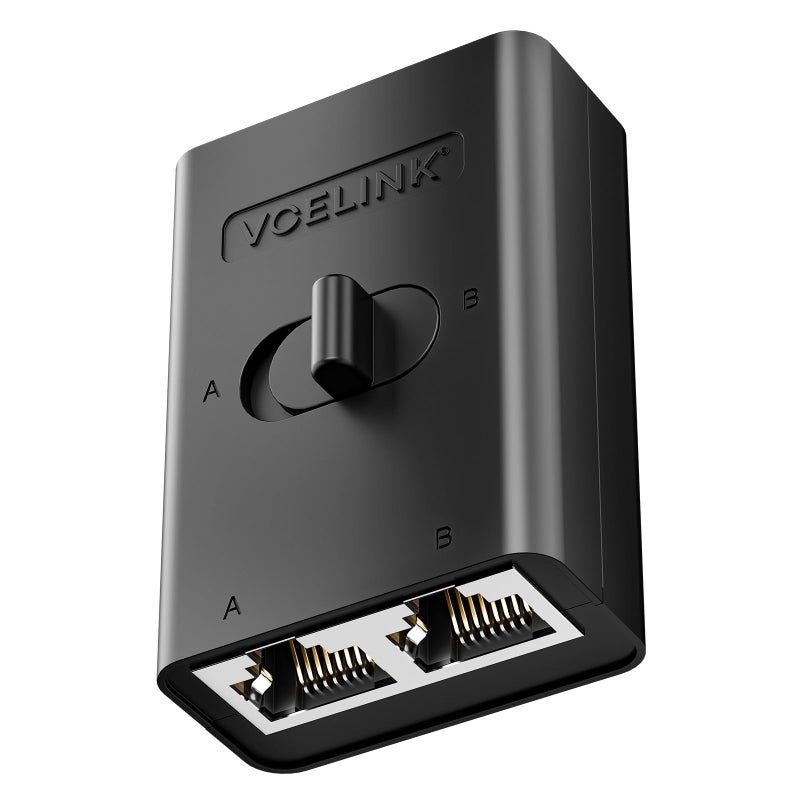 VCELINK 2 Port RJ45 Network Switch, Ethernet Splitter 2-in 1-Out or 1-in 2-Out, Power-Free Passive Ethernet Selector 1000Mbps Cat6/ Cat5e/ Cat5, PoE, Slide Switch, RJ11, RJ12, 1 Pack - Image 1