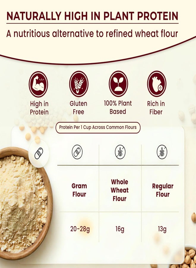 Darsa Organics Gram Flour - 2 lb Besan, Premium Grade USDA Organic Certified Chickpea Flour for Baking, Cooking & Skin Care, Chemical Free, Non-GMO, Vegan, Kosher, Ideal for Gluten Free Diets & Face Masks - Image 4