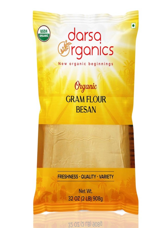 Darsa Organics Gram Flour - 2 lb Besan, Premium Grade USDA Organic Certified Chickpea Flour for Baking, Cooking & Skin Care, Chemical Free, Non-GMO, Vegan, Kosher, Ideal for Gluten Free Diets & Face Masks - Image 1