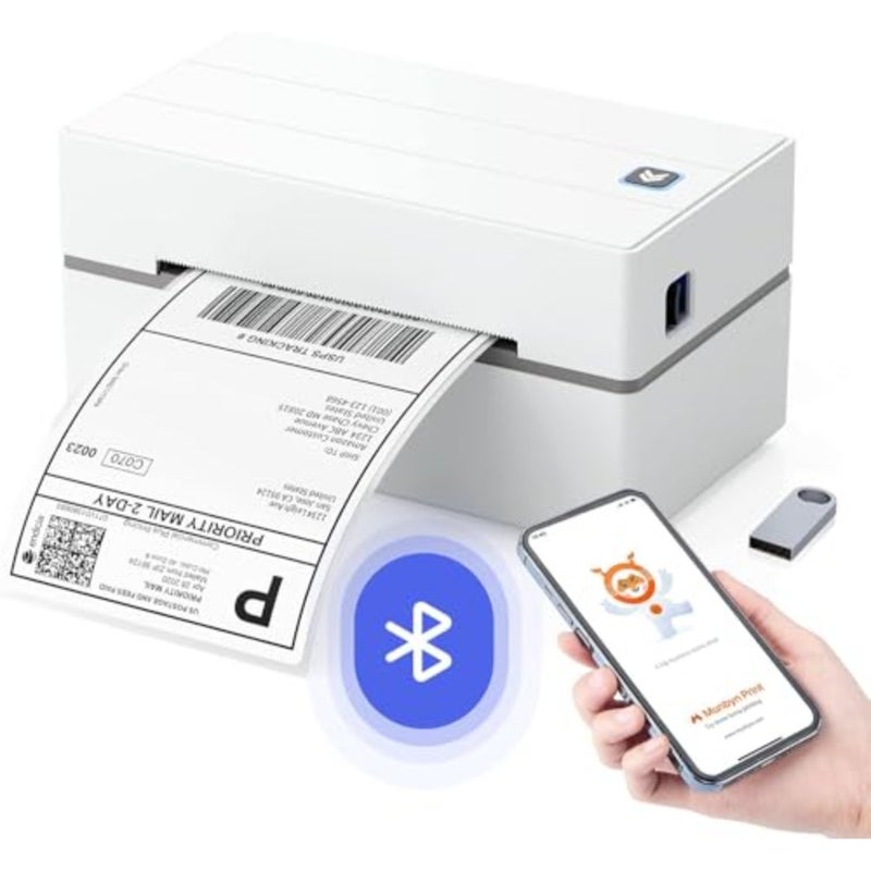 Shipping Label Printer Bluetooth Thermal Printer 4x6 Inches Postage Label Printer for Business Compatible with Etsy Shopify eBay Amazon Royal Mail DHL DPD Evri Wireless Portable Design - Image 1