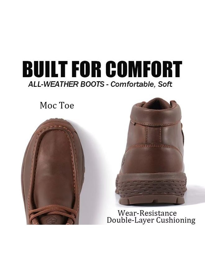 SUREWAY Men's Waterproof Chukka Boots,Fashion and Comfort Driving Shoes, Leather Moc Toe Outdoor Work Boots - Lace up, Waterproof Cz Brown, 8 - Image 5