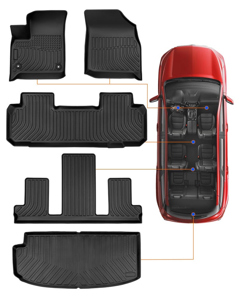 COTAZA for Chevy Traverse 2018-2023 Floor Mats & Cargo Liner ONLY for 7 Seats Bucket Seats, All Weather TPE Rubber Mats for Chevy/for Chevrolet Traverse Accessories (Fit 2024 Traverse Limited) - Image 1