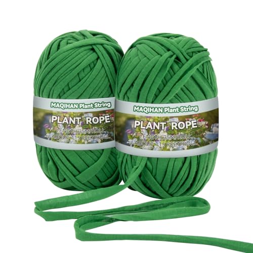 MAQIHAN 2 Pack Garden String - Plant Ties, Garden Twine, Gardening Tape, Tree Support, Stretchy Trap for Trees,Flowers,Green Soft Ties for All Plants All Gardeners(35M/Roll,115FT) - Image 1