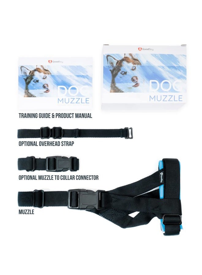 GoodBoy Gentle Muzzle Guard for Dogs - Prevents Biting and Unwanted Chewing Safely Secure Comfort Fit - Soft Neoprene Padding – No More Chafing – Training Guide Helps Build Bonds with Pet (M, Grey) - Image 2