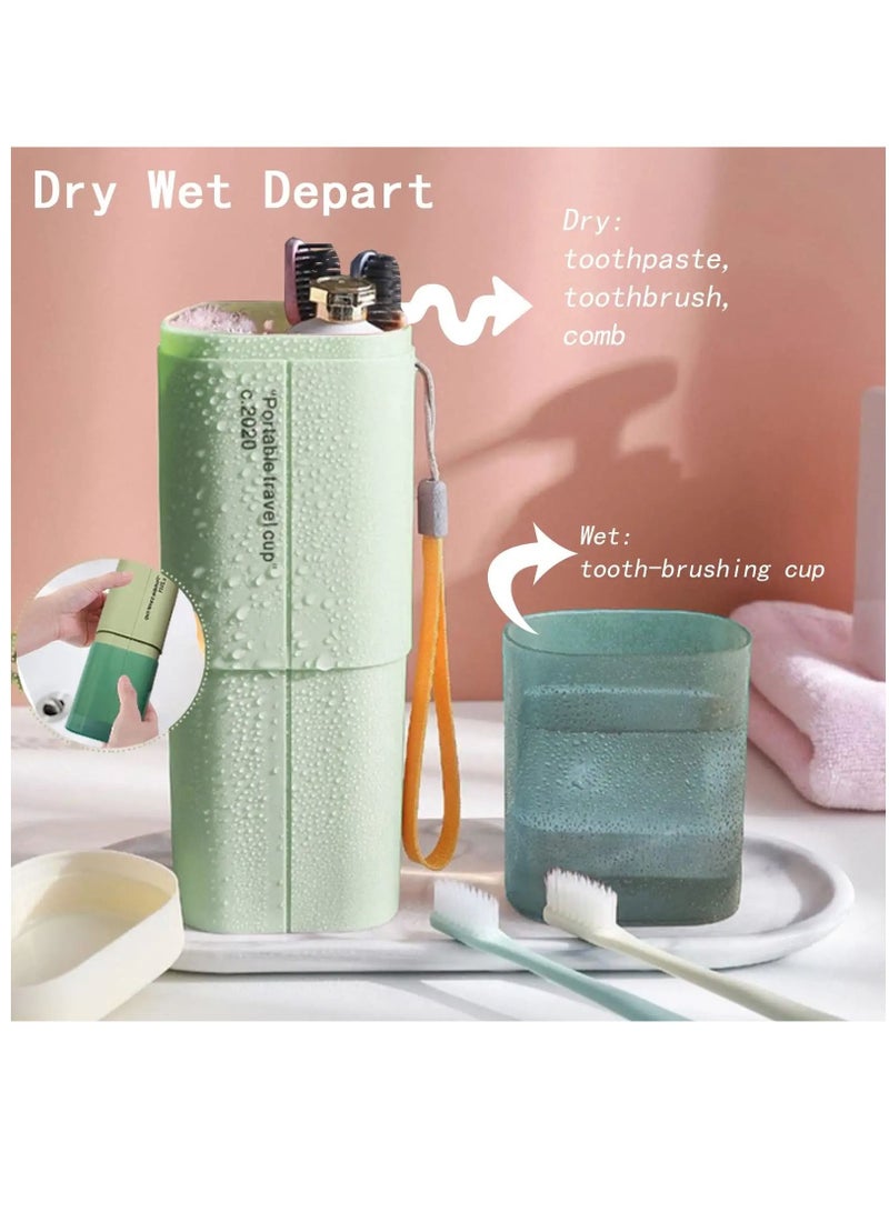 SYOSI Portable Travel Toothbrushes Case Toothpaste Storage Box Cup, Multifunction Toothbrushes Toothpaste Set with Cup, Toothbrush Case for Traveling, Camping, School, Business and Daily Uses (Green) - Image 2