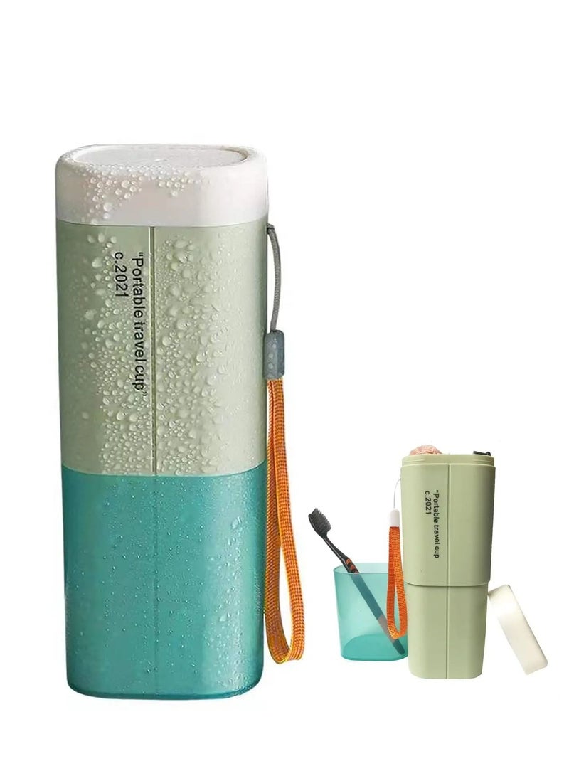 SYOSI Portable Travel Toothbrushes Case Toothpaste Storage Box Cup, Multifunction Toothbrushes Toothpaste Set with Cup, Toothbrush Case for Traveling, Camping, School, Business and Daily Uses (Green) - Image 1