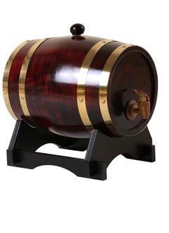Home Care Pine Wood Barrel, Leak Protection Vintage Wood Oak Retro Wooden Port Barrel Wine Barrel with Wooden Tap Stand for Tequila, Whiskey (1.5 Liter)  - Image 1