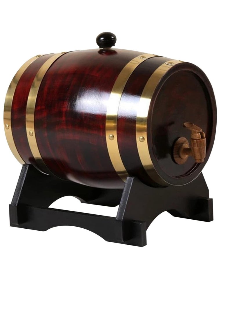 Home Care Pine Wood Barrel, Leak Protection Vintage Wood Oak Retro Wooden Port Barrel Wine Barrel with Wooden Tap Stand for Tequila, Whiskey (1.5 Liter)  - Image 1