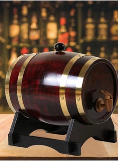 Home Care Pine Wood Barrel, Leak Protection Vintage Wood Oak Retro Wooden Port Barrel Wine Barrel with Wooden Tap Stand for Tequila, Whiskey (1.5 Liter)  - Image 3