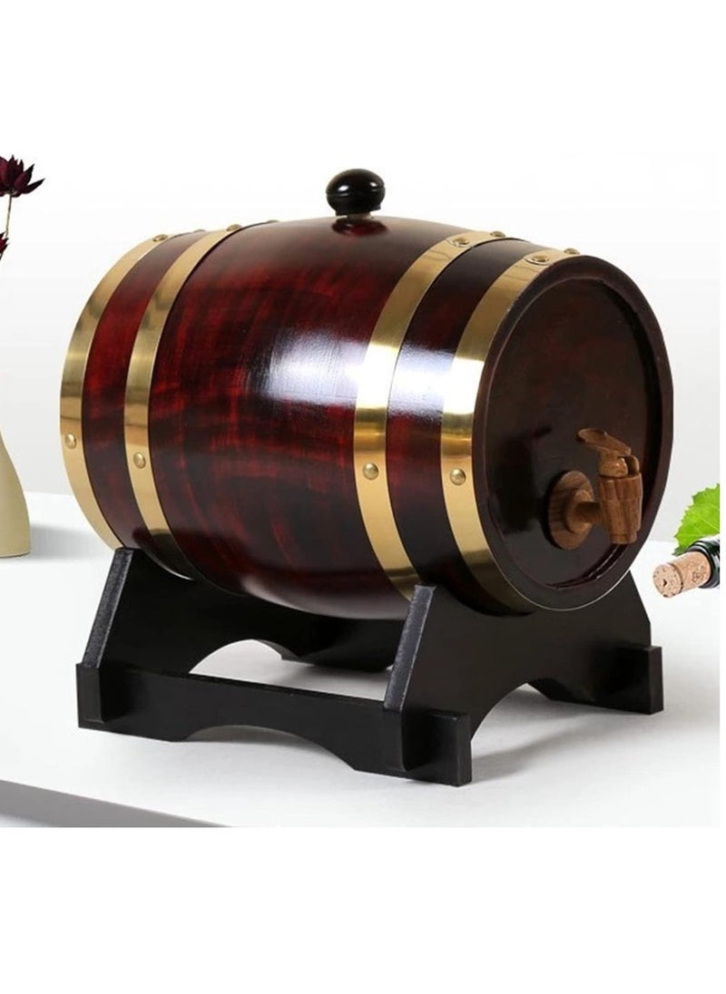 Home Care Pine Wood Barrel, Leak Protection Vintage Wood Oak Retro Wooden Port Barrel Wine Barrel with Wooden Tap Stand for Tequila, Whiskey (1.5 Liter)  - Image 5