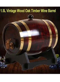 Home Care Pine Wood Barrel, Leak Protection Vintage Wood Oak Retro Wooden Port Barrel Wine Barrel with Wooden Tap Stand for Tequila, Whiskey (1.5 Liter)  - Image 2