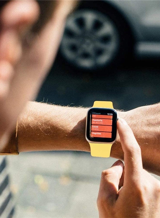 CATANES Replacement Band for Apple Watch Band 38mm 40mm 41mm (42mm Series 10) – Solo Loop Silicone Band - Wrist Size 120-125mm - Yellow - Image 4