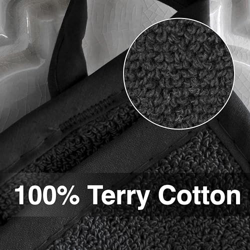 RITZ Terry Pocket Mitt & Hot Pad: Unparalleled Heat Resistant, Durable 100% Cotton – Ergonomically Designed for Optimal Grip – Easy-Care Machine Washable – 4-Pack, Black - Image 2