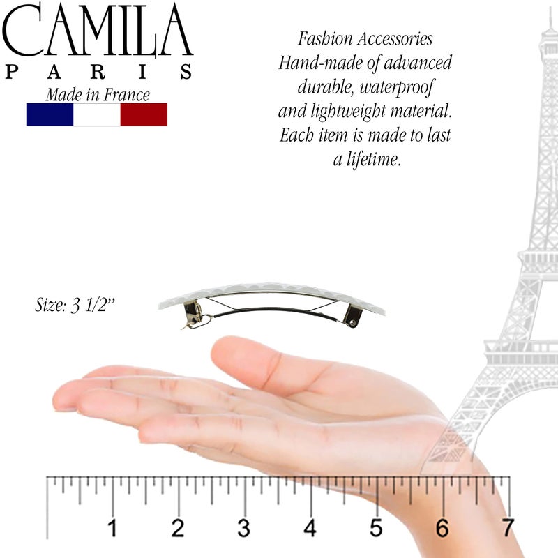 Camila Paris CP3248 French Hair Barrette Clip for Girls, White Shell, Rubberized Metal Closure Strong Hold Grip Hair Clips for Women, No Slip Durable Styling Girls Hair Accessories, Made in France - Image 3