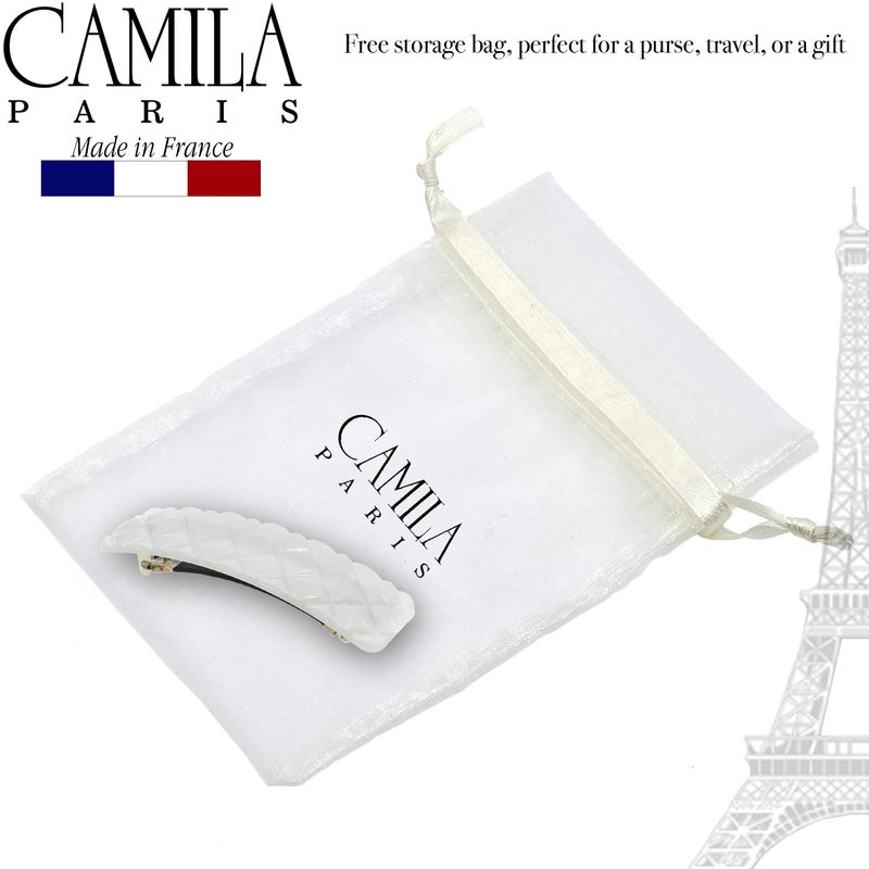 Camila Paris CP3248 French Hair Barrette Clip for Girls, White Shell, Rubberized Metal Closure Strong Hold Grip Hair Clips for Women, No Slip Durable Styling Girls Hair Accessories, Made in France - Image 4