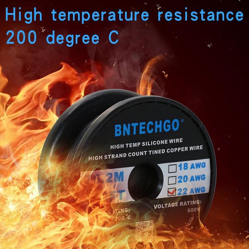 BNTECHGO 22 Gauge Silicone Wire Spool 250 ft Black Flexible 22 AWG Stranded Tinned Copper Wire - Image 5