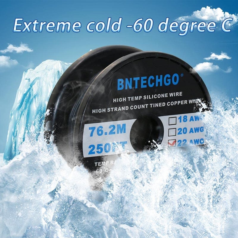BNTECHGO 22 Gauge Silicone Wire Spool 250 ft Black Flexible 22 AWG Stranded Tinned Copper Wire - Image 4
