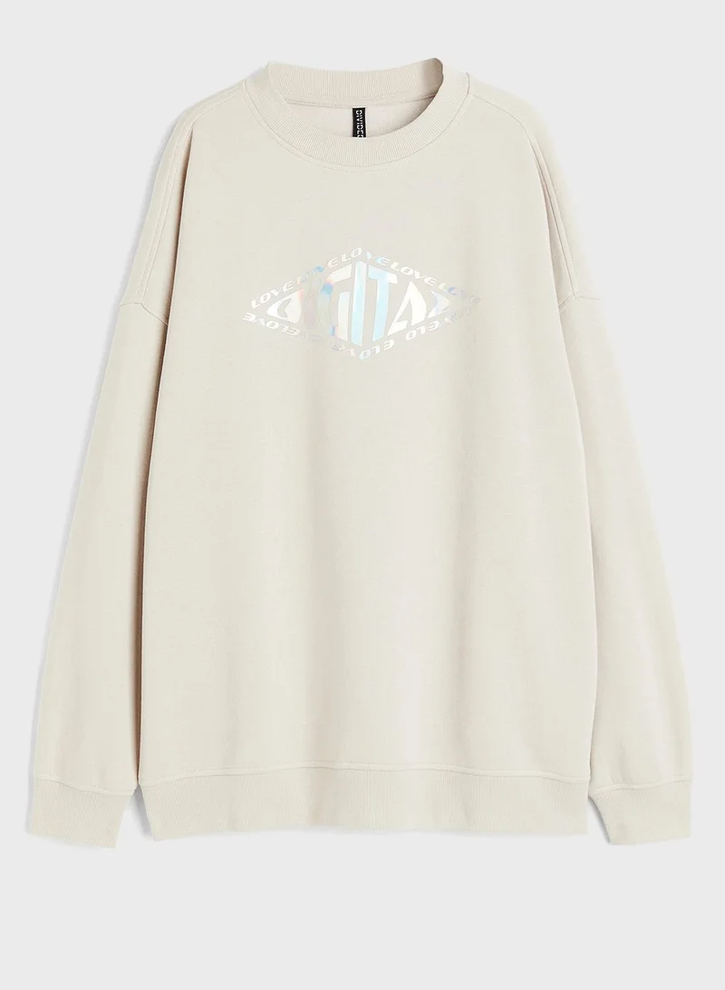 H&M Crew Neck Graphic Sweatshirt