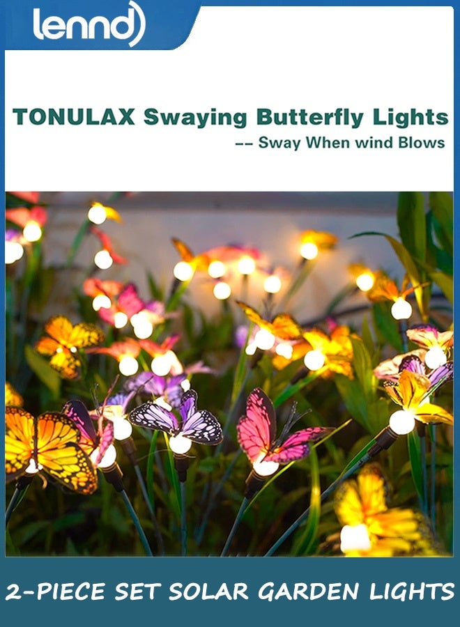 LENND Solar Garden Lights - Swaying Butterfly Light, Swaying in The Wind, Solar Outdoor Lights, Yard Patio Pathway Decoration, High Flexibility Iron Wire & Realistic Butterflies (2 Pack) - Image 5