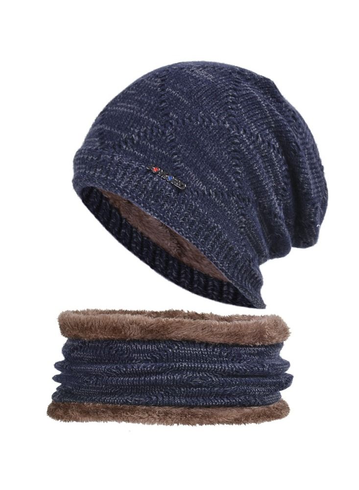 Loquat Winter Padded Set Cap Knitted Hat Scarf 2-Piece Set