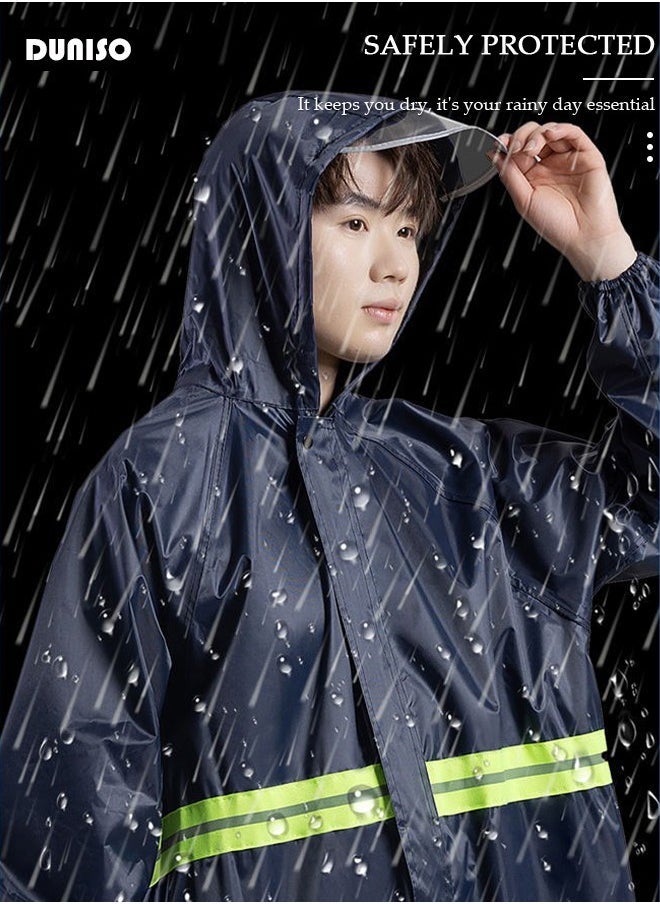 Rain Coats for Adults, Reusable Waterproof Long Rain Jacket with Hoods, Reflective One-Piece Raincoat, Lightweight Long Waterproof Rain Ponchos Windbreaker for Hiking Safety Emergency  - Image 2