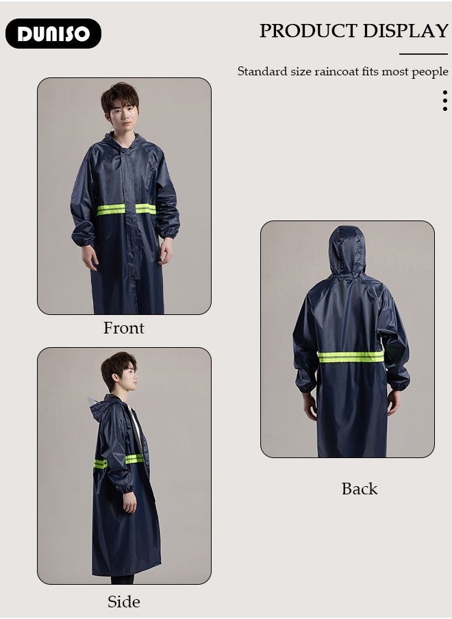 Rain Coats for Adults, Reusable Waterproof Long Rain Jacket with Hoods, Reflective One-Piece Raincoat, Lightweight Long Waterproof Rain Ponchos Windbreaker for Hiking Safety Emergency  - Image 5