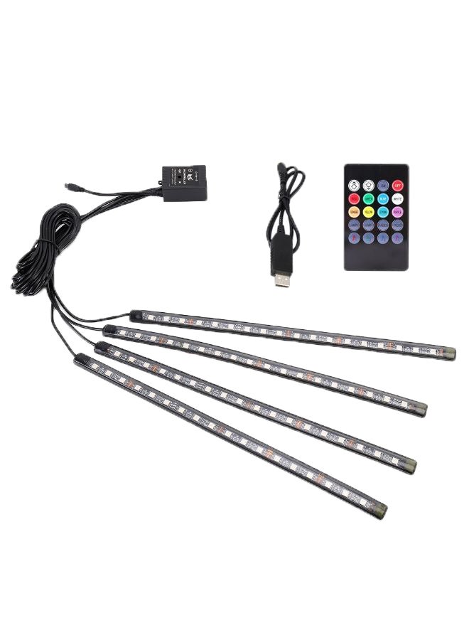 Loquat 4-In-1 Car Colourful LED Atmosphere Light With USB Cable And Remote - Image 1