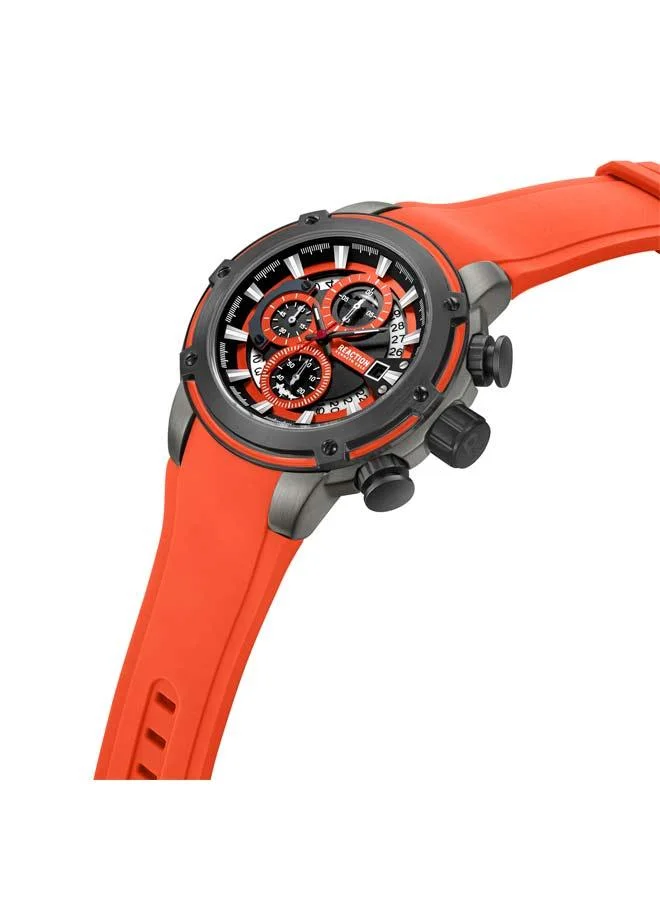 Kenneth Cole Reaction Orange Dial Orange Silicone Strap Chronograph Watch for Men, 56.2mm