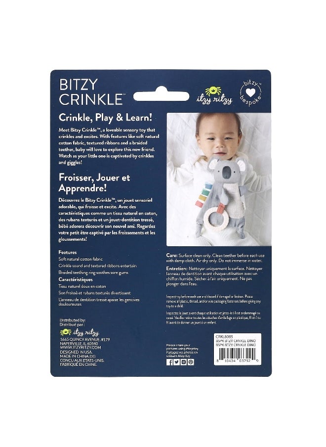 Itzy Ritzy - itzy ritzy, Bitzy Crinkle, Sensory Crinkle Toy with Teether, 0 Months+, Dino , 1 Count - Image 1