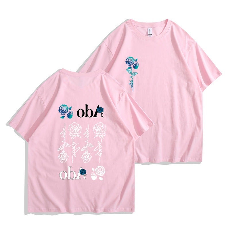 Ado Blue Rose T-Shirt Wish World Tour Merch T-Shirt Men'S Women'S Fashion Casual Harajuku Short Sleeve - Image 1