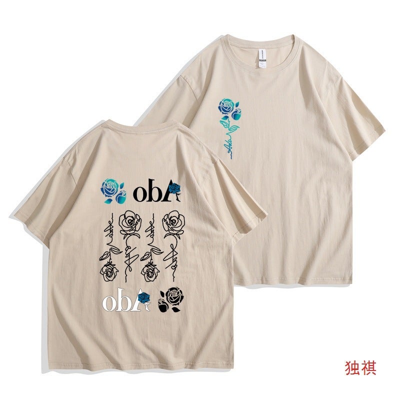 Ado Blue Rose T-Shirt Wish World Tour Merch T-Shirt Men'S Women'S Fashion Casual Harajuku Short Sleeve - Image 4