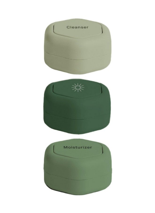 Cadence Cadence Travel Containers - Basic Skincare Set - Magnetic Travel Capsules - Facial Cleanser, Moisturizer, Sunscreen - 3 Small Capsules (0.56oz) with Cleanser, Moisturizer & Sun-Icon Label - Evergreen  - Image 1