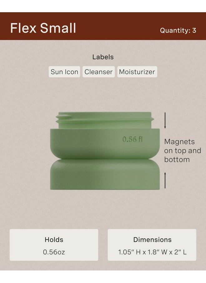 Cadence Cadence Travel Containers - Basic Skincare Set - Magnetic Travel Capsules - Facial Cleanser, Moisturizer, Sunscreen - 3 Small Capsules (0.56oz) with Cleanser, Moisturizer & Sun-Icon Label - Evergreen  - Image 3