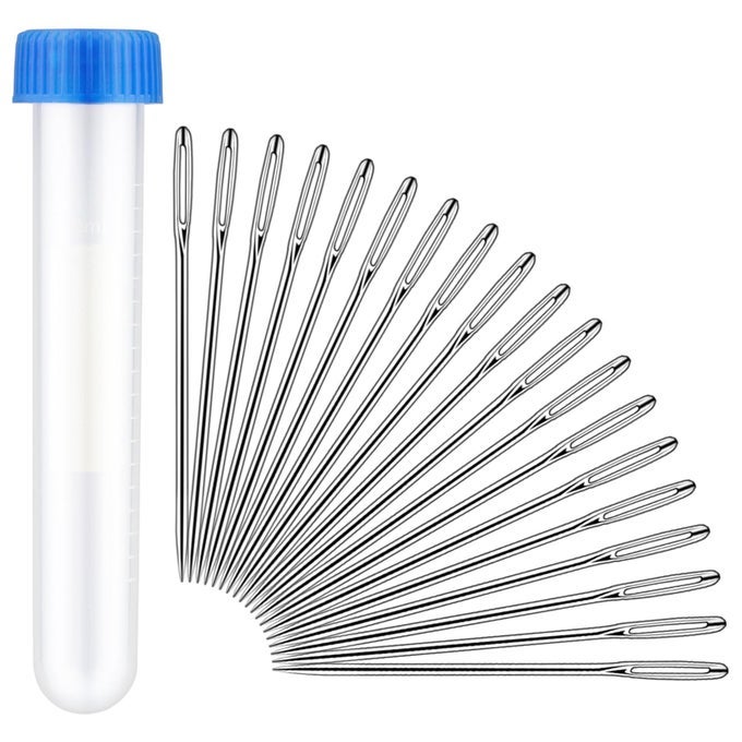 50 PCS LARGE EYE SEWING NEEDLES SEWING SHARP NEEDLES 236IN STAINLESS STEEL YARN KNITTING NEEDLES EMBROIDERY NEEDLES WITH TRANSPARENT NEEDLE BOTTLE FOR STITCHING SILVER