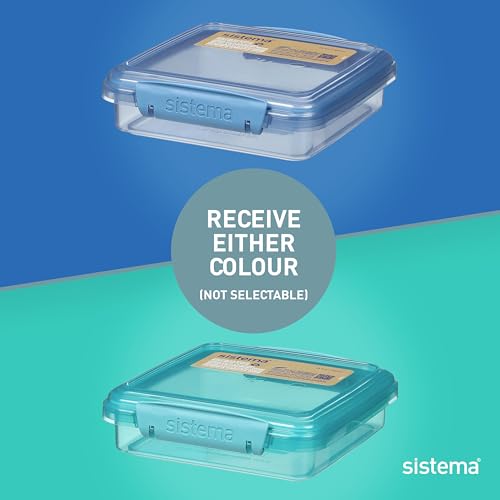 Sistema Ocean Bound Plastic Small Split Container 350mL Food Storage Container BPAFree Made Using Recycled Plastic Teal OR Blue Colour Not Selectable 1 Count - Image 3
