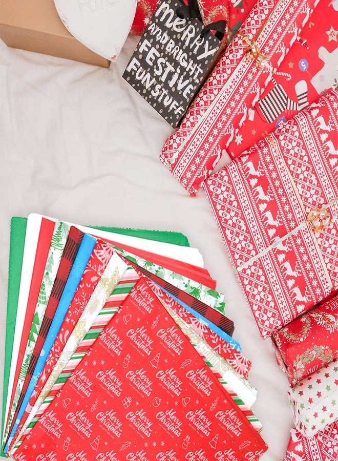 MONMEE 130 Sheets Christmas Tissue Paper- 20" x 20" Christmas Wrapping Paper Holiday Tissue Bulk Perfect for Gift Boxes, Xmas Gift Wrapping Bags, and Wine Bottles(10 Designs) - Image 4