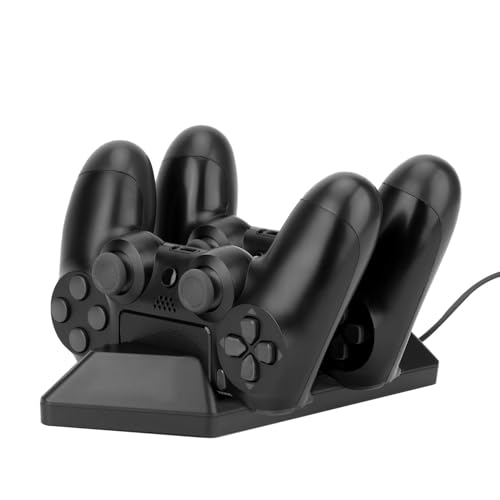 NiTHO Dual Charging Dock for PS4, PlayStation 4 Slim and PS4 Pro Controllers, USB-Powered Fast Charging Station, Compatible with DualShock 4 Wireless Controllers, Black - Image 1