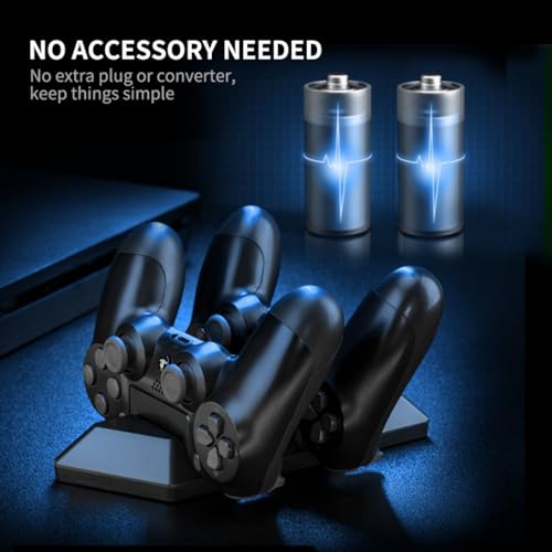 NiTHO Dual Charging Dock for PS4, PlayStation 4 Slim and PS4 Pro Controllers, USB-Powered Fast Charging Station, Compatible with DualShock 4 Wireless Controllers, Black - Image 4
