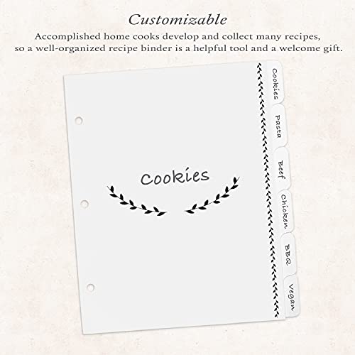 Jot  Mark Jot & Mark Blank Recipe Binder Dividers with Tabs - Six Customizable Organizer Dividers for 8.5"x9.5" 3-Ring Binders (Black & White) - Recipe Book - Image 3