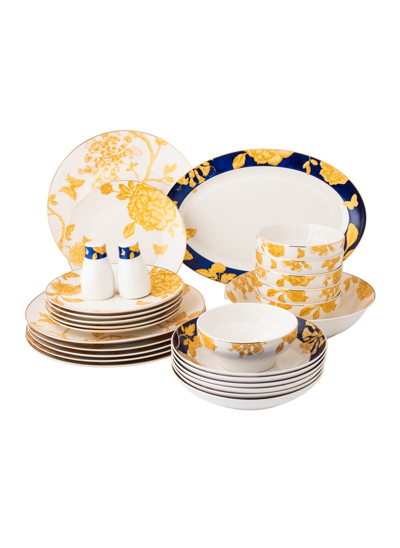 Dania 28-piece porcelain dining set with golden font, suitable for 6 people Multicolour  - Image 1