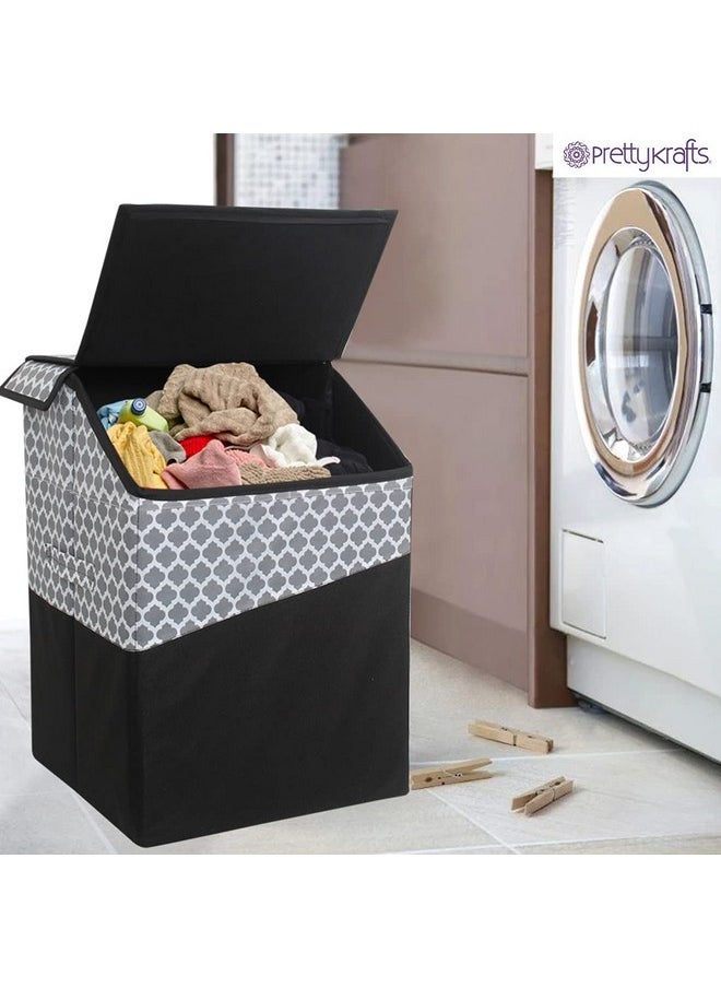 PrettyKrafts 75 L Jute Rectangular Foldable Large Laundry Bag/Basket With Lid & Handles, Collapsible Freestanding Clothes Storage Organizer for Bedroom, Dorm (40x35x53cm, Black, Set of 1) - pzsku/ZA204532DEA3EC9EFD84AZ/45/_/1737806023/52c0f0e2-ca9e-4dd1-a165-ead2408a5cd6