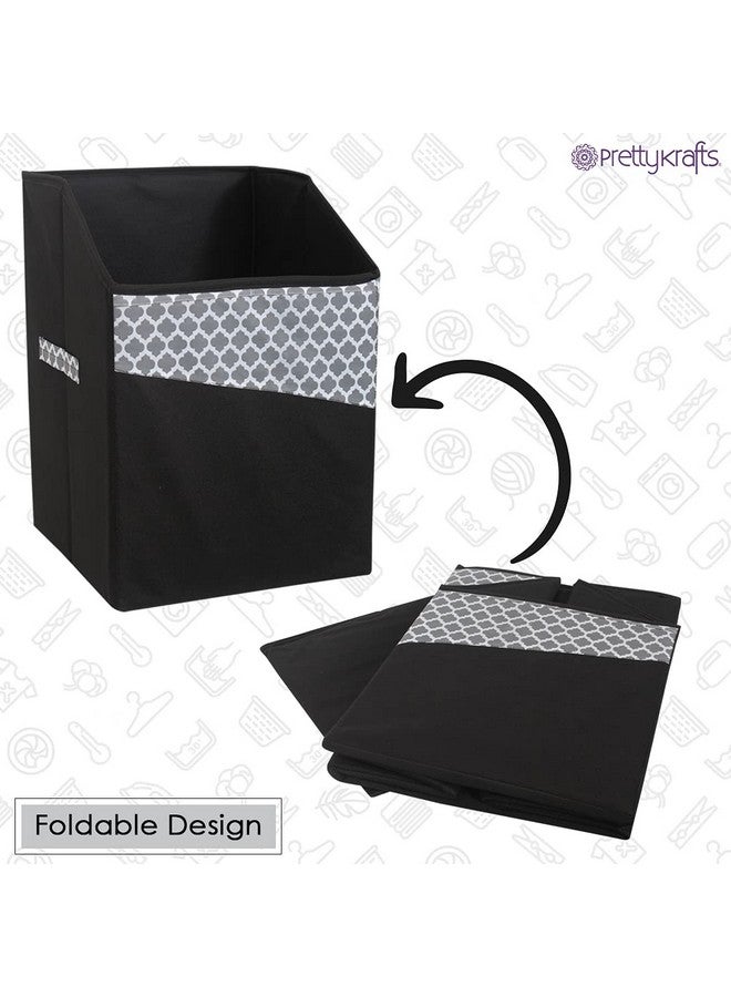 بريتي كرافتس حقيبة غسيل كبيرة مستطيلة قابلة للطي من PrettyKrafts بسعة 75 لترًا مع غطاء ومقابض، منظم تخزين ملابس مستقل قابل للطي لغرفة النوم والسكن الجامعي (40 × 35 × 53 سم، أسود، مجموعة من قطعة واحدة) - Image 4