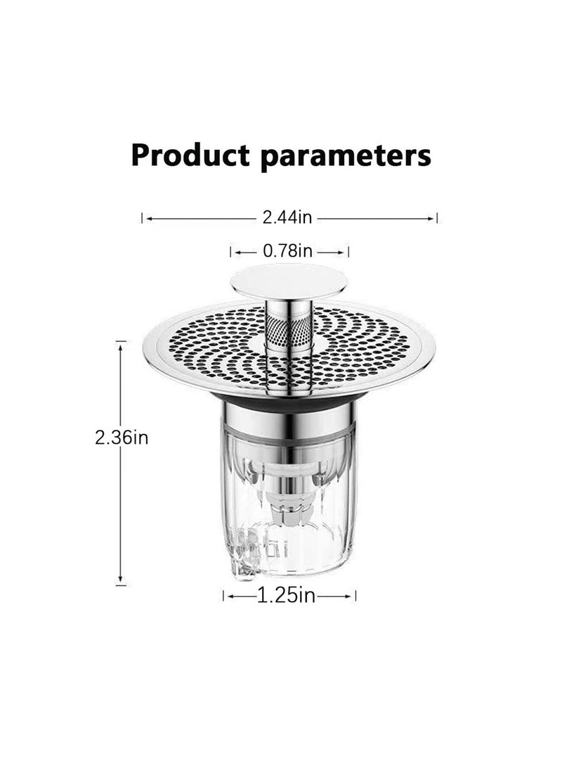 SYOSI - Universal Bathroom Sink Stopper, Pop Up Sink Plug, 2 in1 Universal Washbasin Water Head Leaking Stopper for 1.3~1.57in, Bathroom Sink Plug Pop-up Drain Filter (3PCS) - Image 1