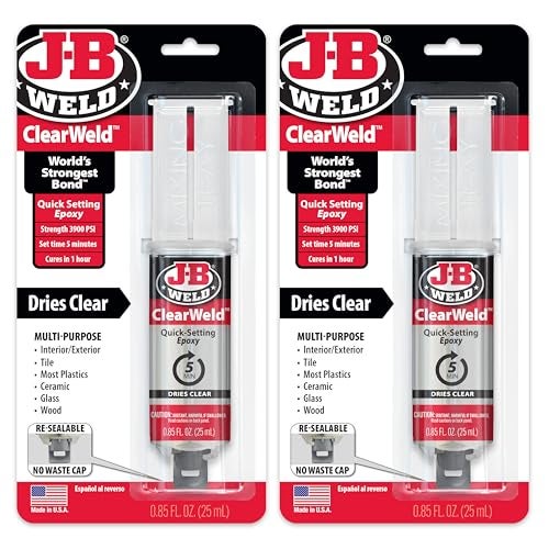 JB WELD J-B Weld ClearWeld 5 Minute Epoxy, Clear, Syringe, 2 Pack, 50112-2 - Image 1